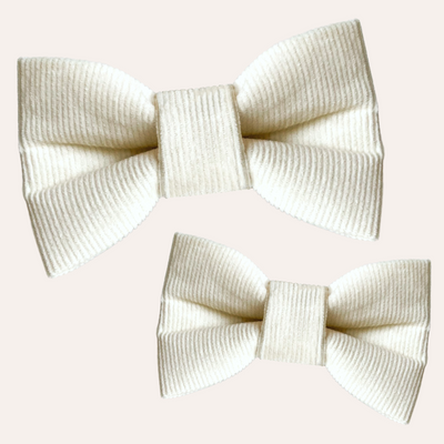 White corduroy bow