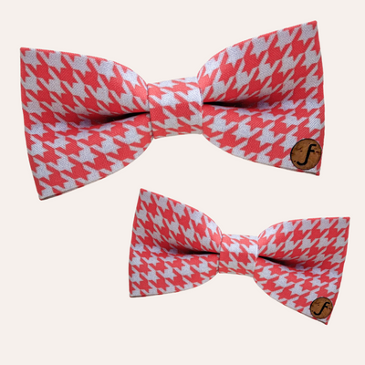 Red and light blue houndstooth bows