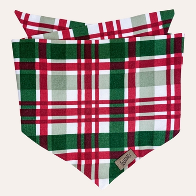 Red, white, green plaid flannel bandana