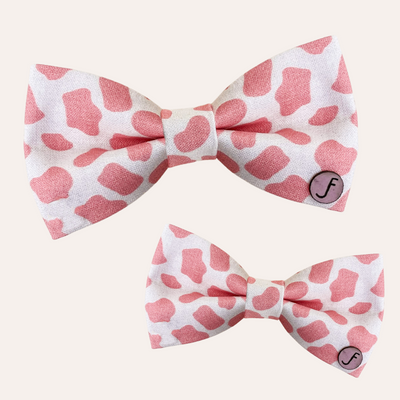 Pink cow animal print bow ties