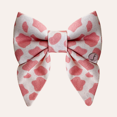 Pink cow animal print sailor bow tie