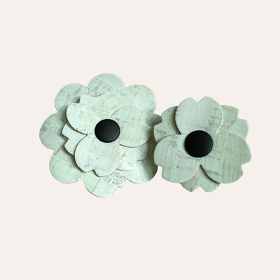 Mint green cork flowers in two sizes