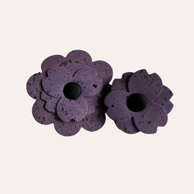 Purple cork flowers in two sizes