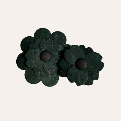 Dark green cork flowers in two sizes