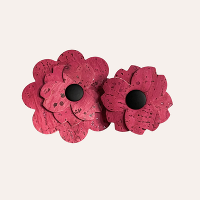 Dusty red cork flowers in two sizes