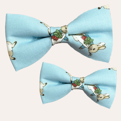 Blue pet bow featuring Peter Rabbit