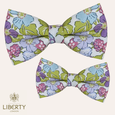 Floral and berry fruit pattern by Liberty London dog bow ties
