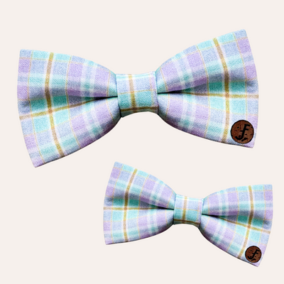 Pastel plaid bow ties for dogs and cat collars