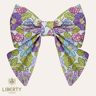 Floral and berry fruit pattern by Liberty London sailor dog bow tie