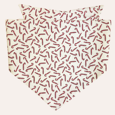 Cream beige bandana with hand drawn candy cane print