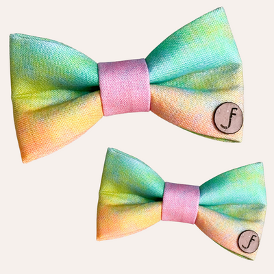 Pastel rainbow tie dye bow tie