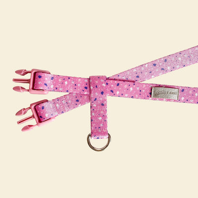 Pink terrazzo dog harness
