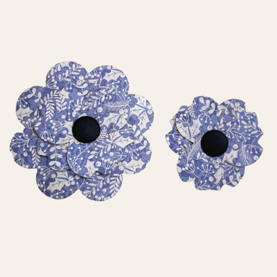 Blue cork flower with white holiday floral
