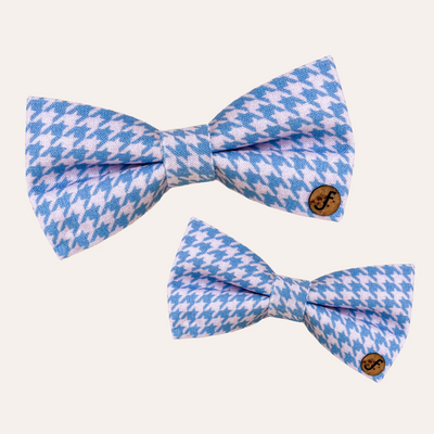 Lilac & Pastel Blue Houndstooth Bows