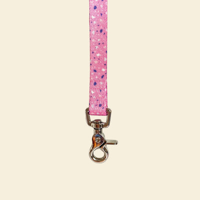 Pink terrazzo leash with silver trigger snap clip