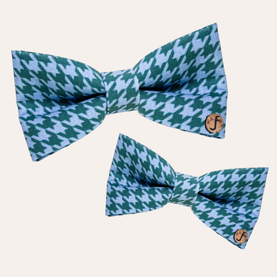 Green and pacific blue houndstooth bow ties