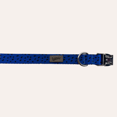 Royal blue and black leopard spotted print dog collar