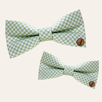 Lime green and white checker bow tie for pets