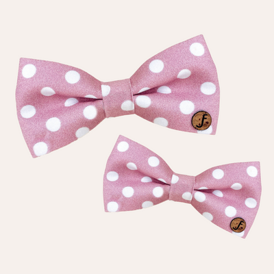 Dusty pink bows with white dots