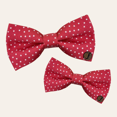Red bow ties with white polka dots