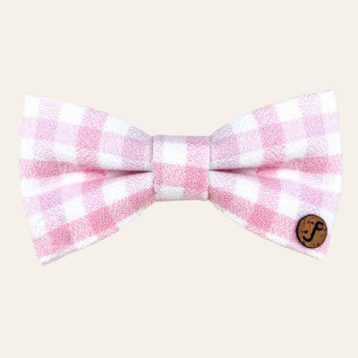 Pink and white gingham bow tie