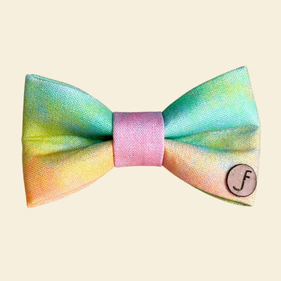 Pastel rainbow tie dye bow tie