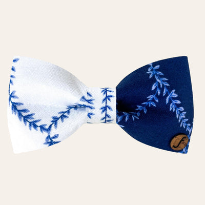 Blue and white vine pattern pet bow tie