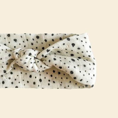 Dalmatian print knotted scarf in cream and black